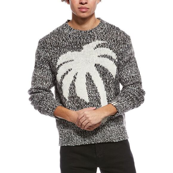 Palm Angels MensWool & Cashmere-Blend Crewneck Sweater Grey